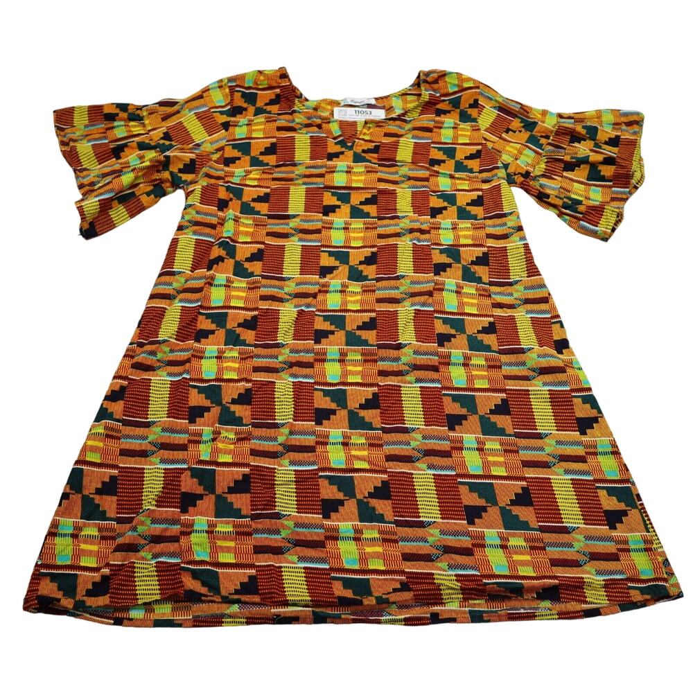Lapogee Dress Womens 2X Orange Casual Half Bell Sleeve A-Line Scarf Set